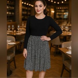 Jones New York Black and White Patterned Skirt